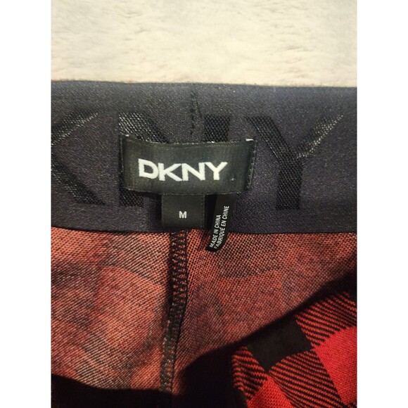 DKNY Red Plaid Checkered Stretch Casual Legging Pants Size M - Picture 2 of 6